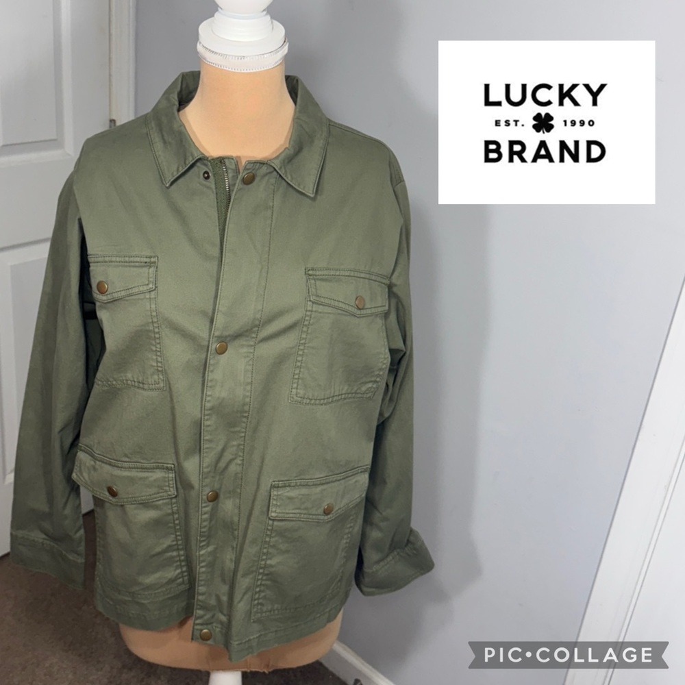 NWT LUCKY BRAND Olive Green Utility Jacket in size L USW